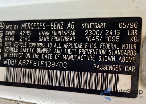 1996 Mercedes-Benz Sl 500 z USA, uszkodzony, nr VIN WDBFA67F8TF139703